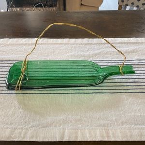 Slumped Green Wine Bottle Bird Feeder